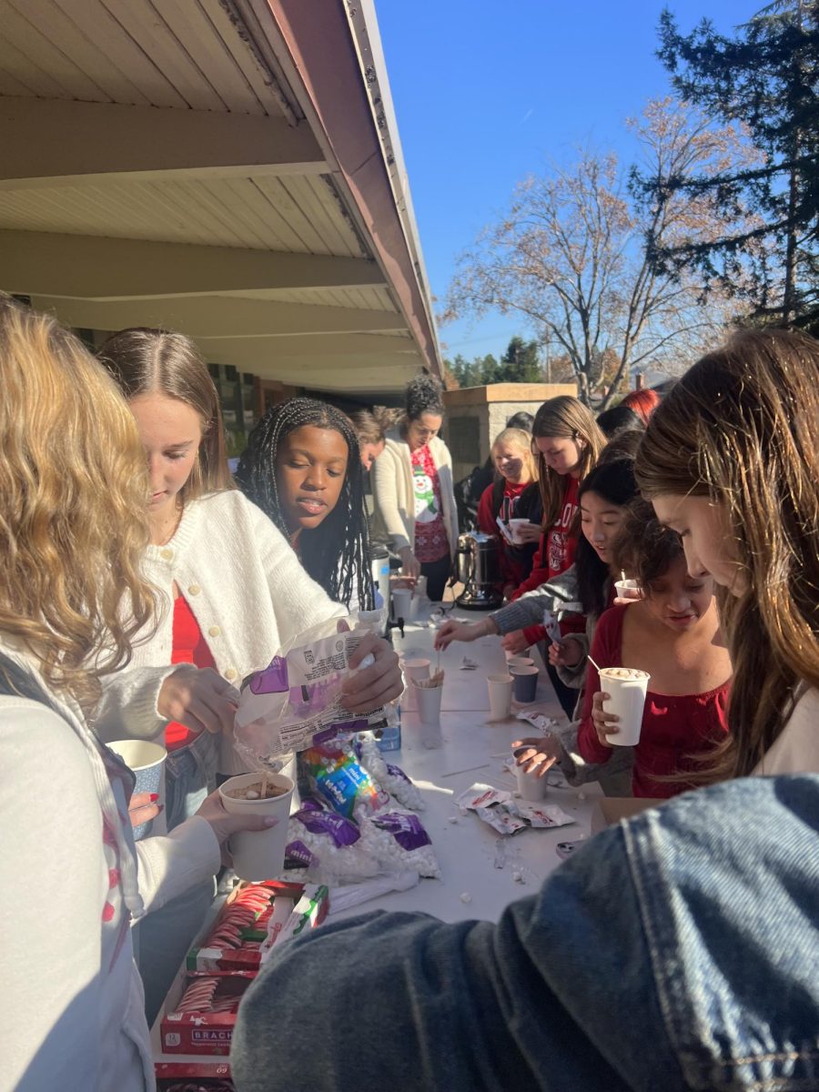 Students enjoy hot chocolate. Photo: Lillie LaVelle