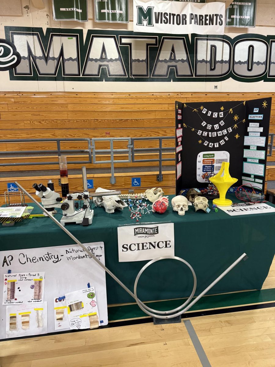 Miramonte Open House's science table, run by Teacher's Assistants from the various science classes. Photo: Pateel Horoupian